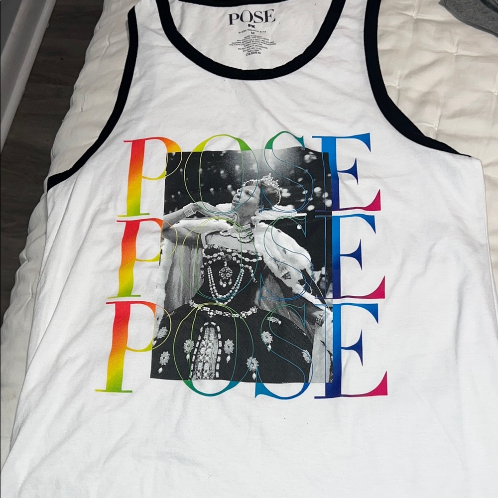 Men's Graphic Tank Top - White with Multicolor Design